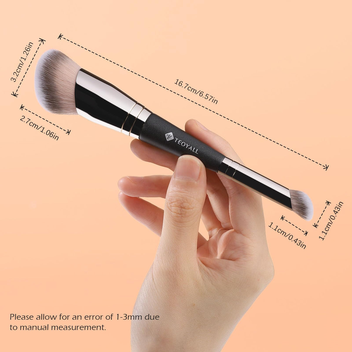 Durable metal ferrule detail on the TEOYALL foundation and contour cosmetic brush