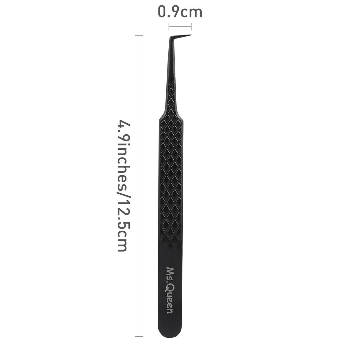 Professional lash artist holding Ms.Queen fiber tip tweezers for volume fans