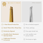 Authentic USA imported professional eyebrow shaping tweezers with storage tube