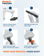 Silkslide Twizzer being used for ear hair trimming