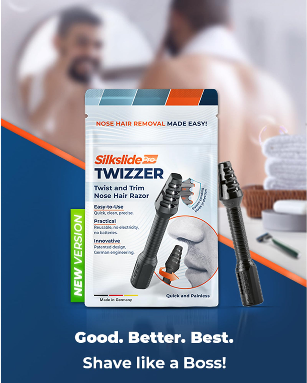 Silkslide Twizzer packaging showing patented design
