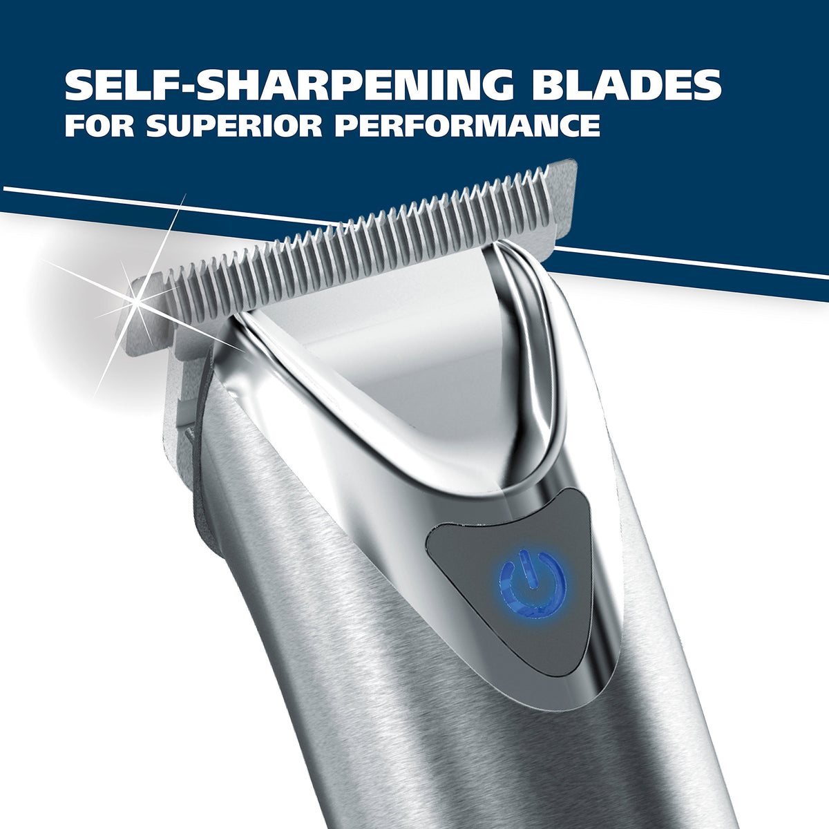 Side profile of Wahl stainless steel beard trimmer
