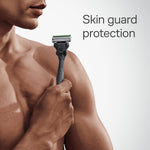 Top view of the sensitive skin lubricating gel reservoir layout on the five blade razor