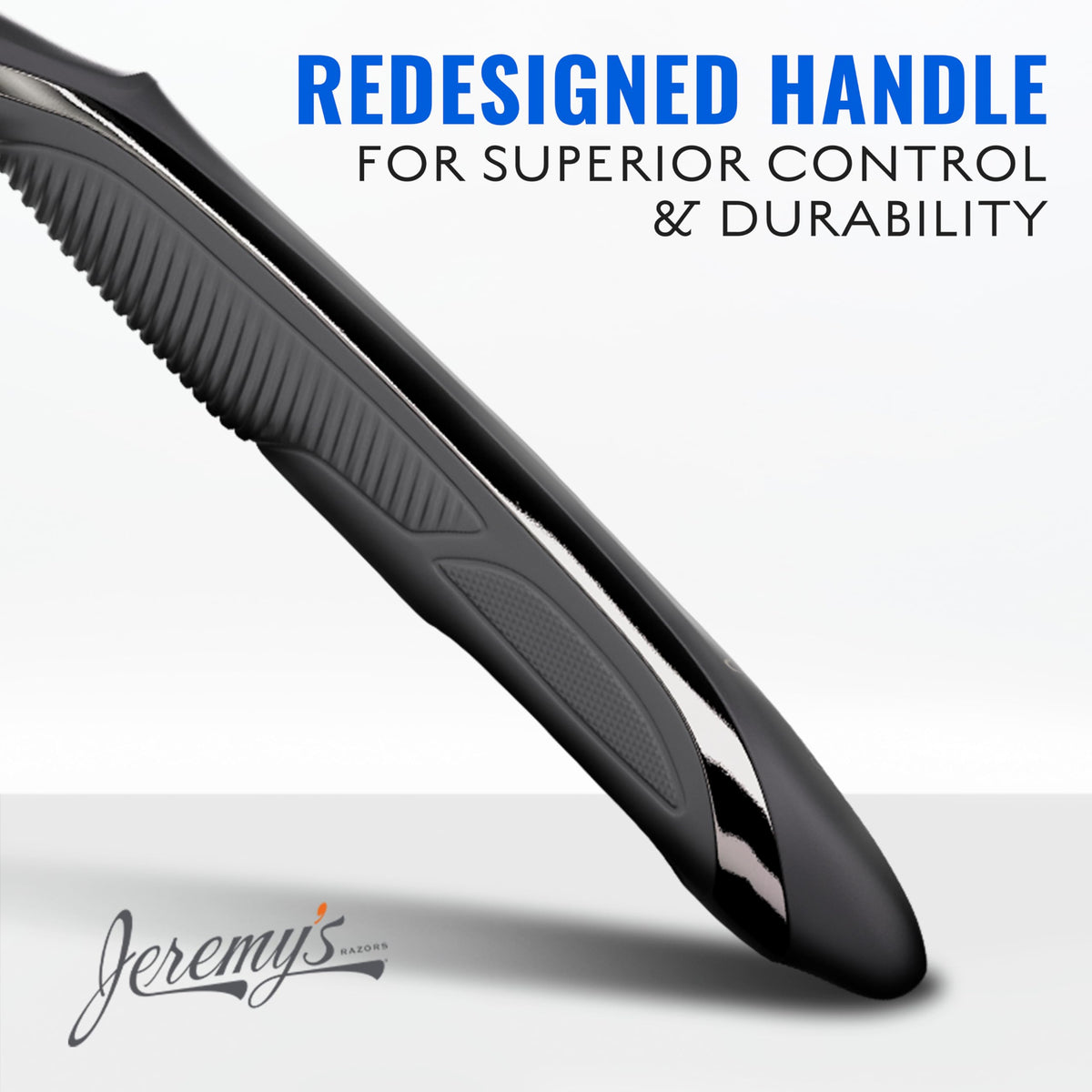 Side profile of the pivoting razor head on the Jeremy's Sprint 3 razor showing the easy rinse open cartridge structure.