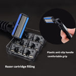Plastic anti slip men manual razor showing the textured rubber grip