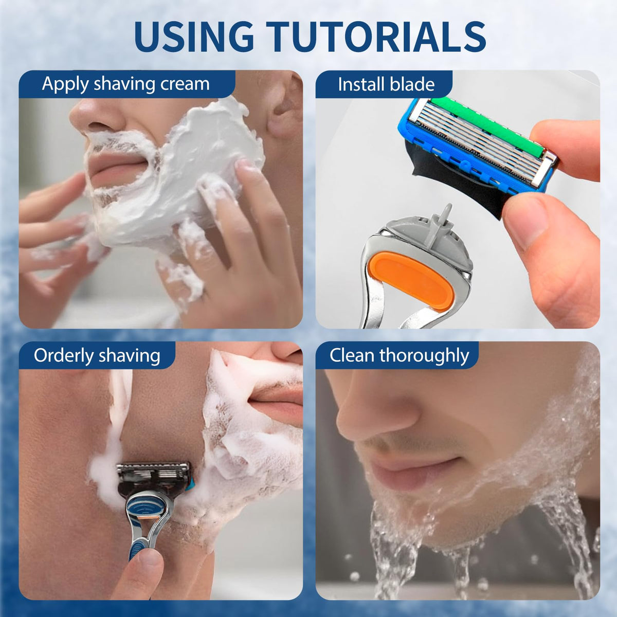 OENUASG five blade compatible shaving handle wet grip texture detail