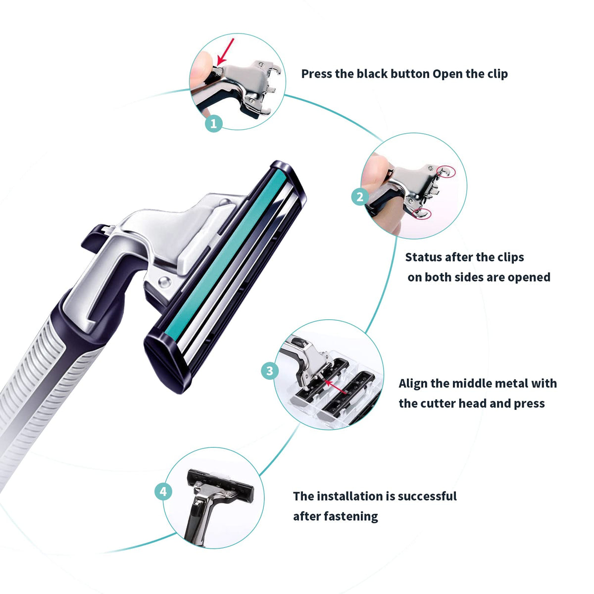 Miechua double blade cartridges with aloe vera lubricating strip close up