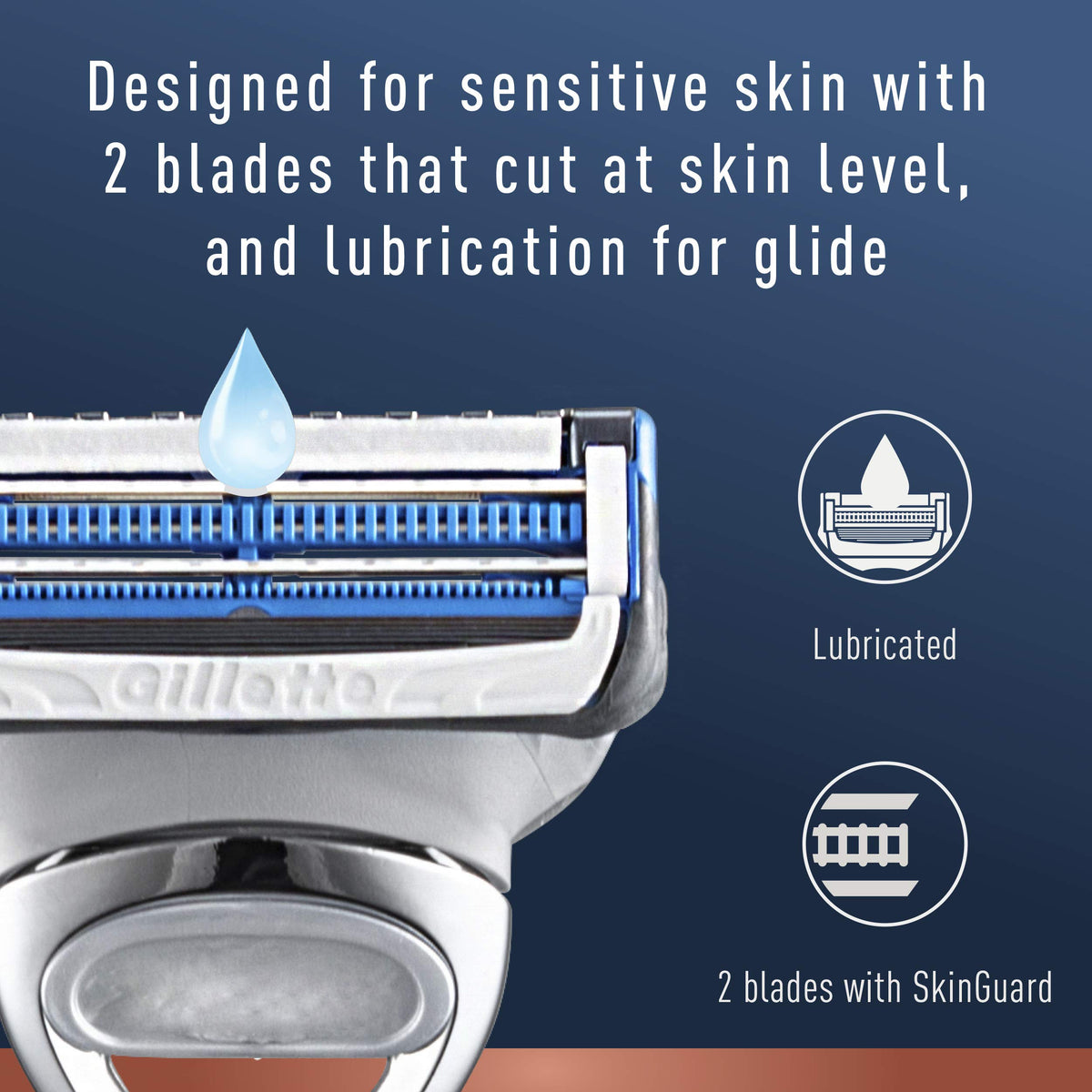Premium blue ergonomic handle of the King C. Gillette grooming razor