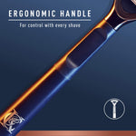 Built in precision trimmer on the back of the King C. Gillette cartridge for beard edging