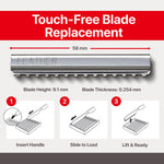 Side angle of the Feather professional hair cutting blades packaging highlighting the premium made in Japan manufacturing details.
