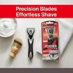 Professional grooming kit featuring Feather F3 razor