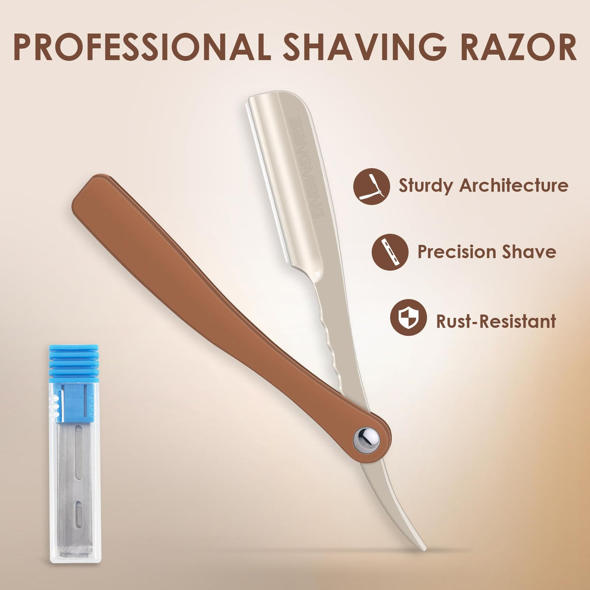 Close up of Bangmeng shavette razor blade holder mechanism