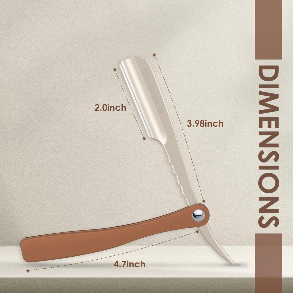 Side profile of Bangmeng stainless steel shavette for men