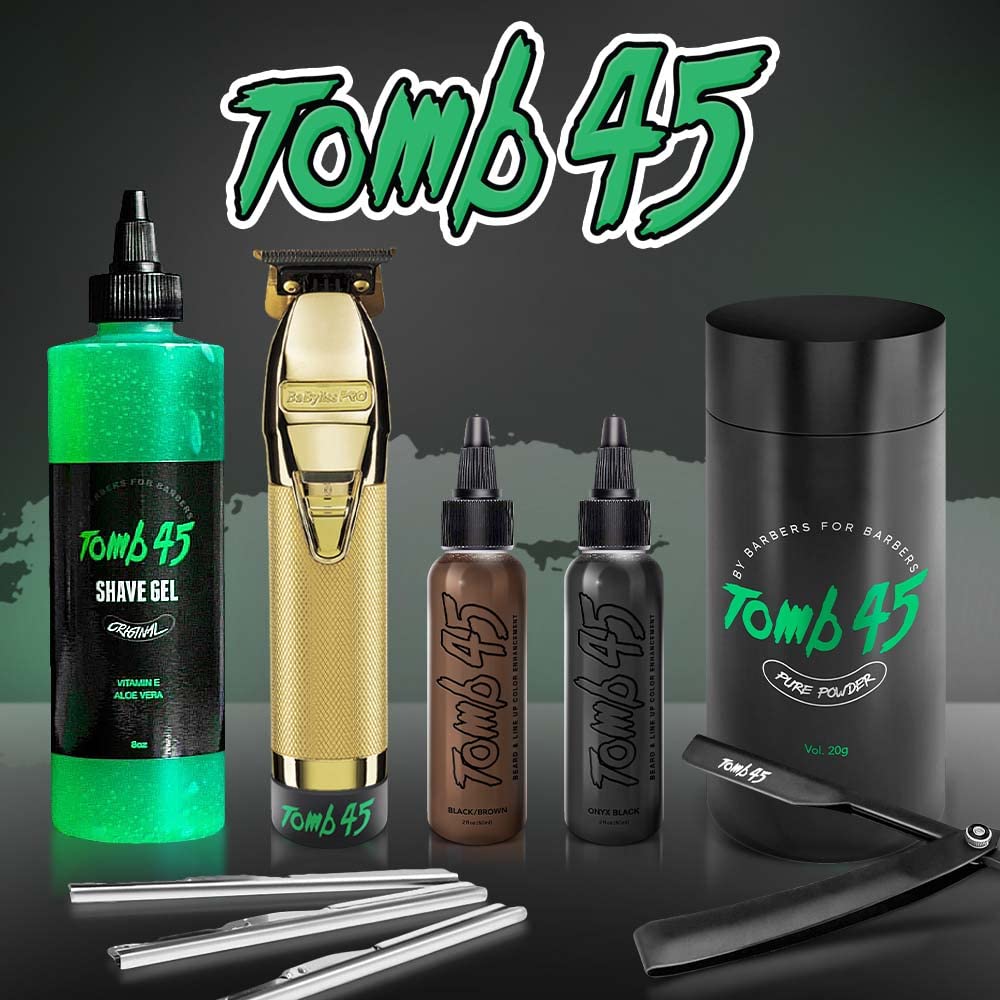 Authentic Tomb 45 triple cartridge razor kit with branded keychain