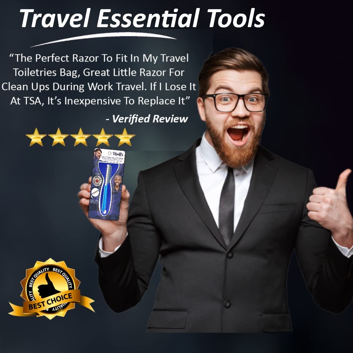Vertex portable beard trimmer with accessories