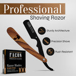 Close up of Facon razor stainless steel blade holder and swing lock mechanism