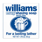 Close up of Williams Mug Shaving Soap texture and branding