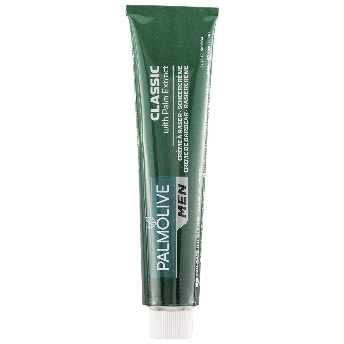 Palmolive shaving cream tube packaging close up