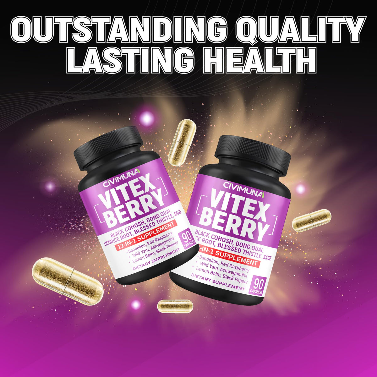 Civimuna Vitex Berry Extract 90 count bottle side view
