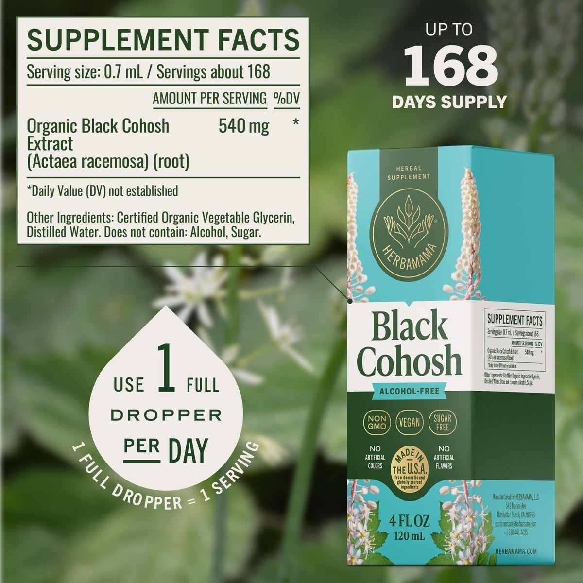 Herbamama liquid herbal extract bottle glass packaging