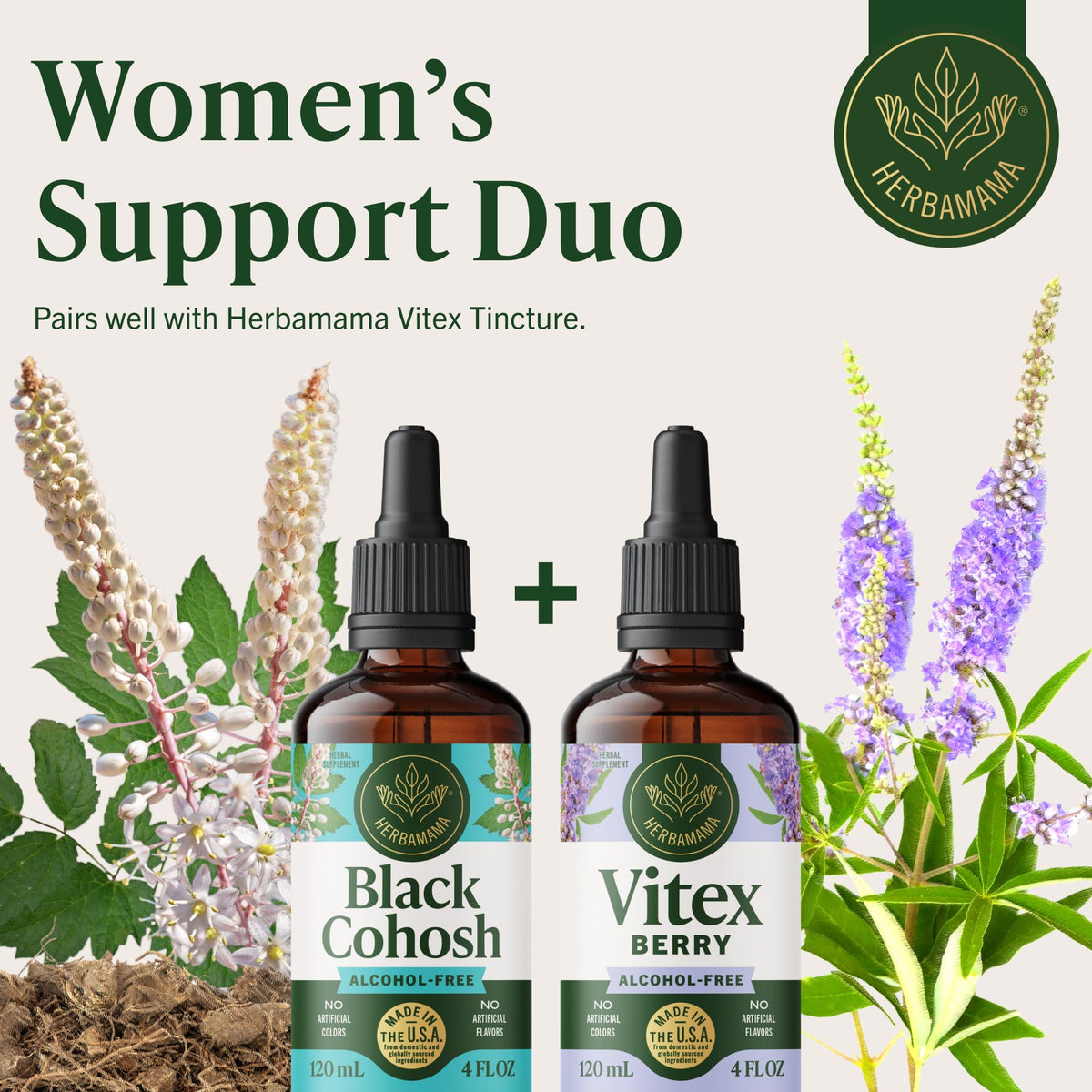 Herbamama Black Cohosh tincture packaging for hormonal support