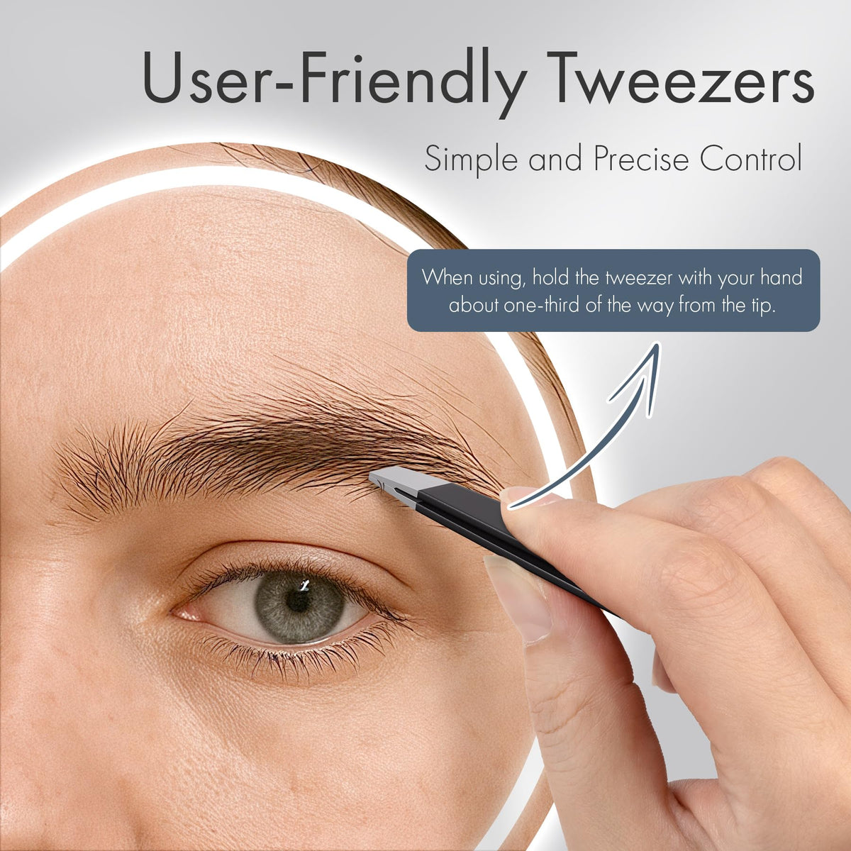 EZ2LIVE facial hair plucker pack showcasing both tweezers side by side on a clean grooming vanity
