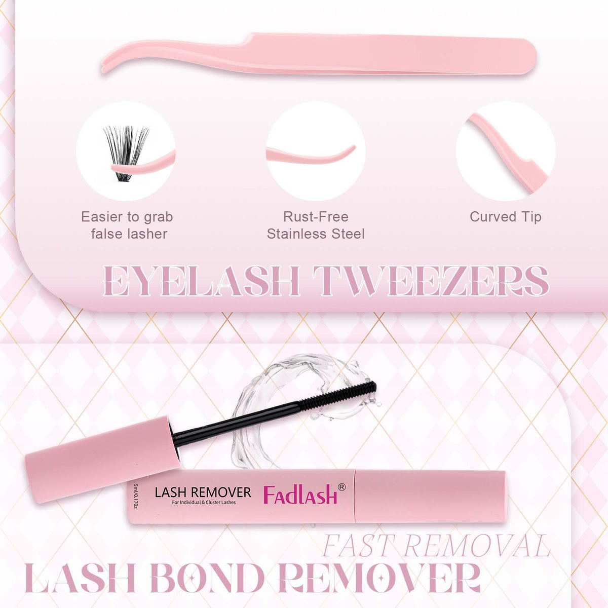 Fadlash 40D 0.07D individual lash tray showing dense wispy volume clusters