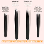 Close up view of the GlamTweeler precision stainless steel slant tip tweezer showing the 25 degree angled edge.