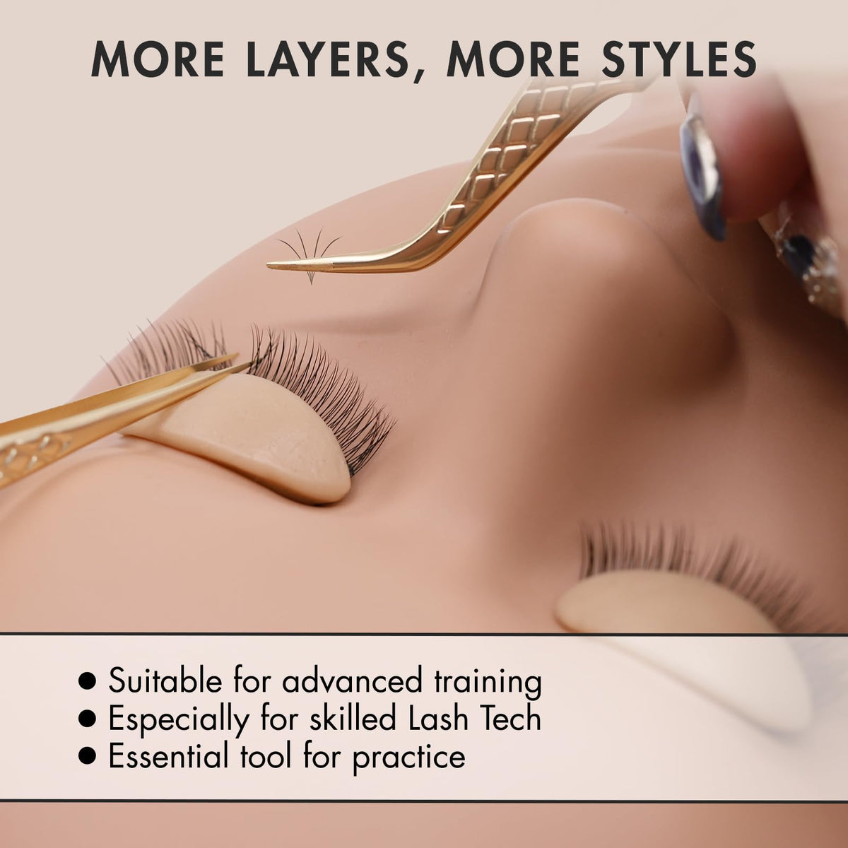 Silicone training model head from Ericotry for salon students practicing professional cosmetic isolation.