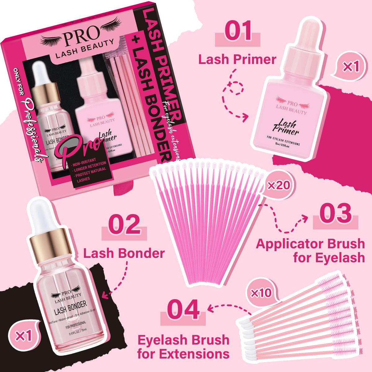 PRO LASHBEAUTY Eyelash Extension Pre Treatment Primer bottle for oil and protein removal