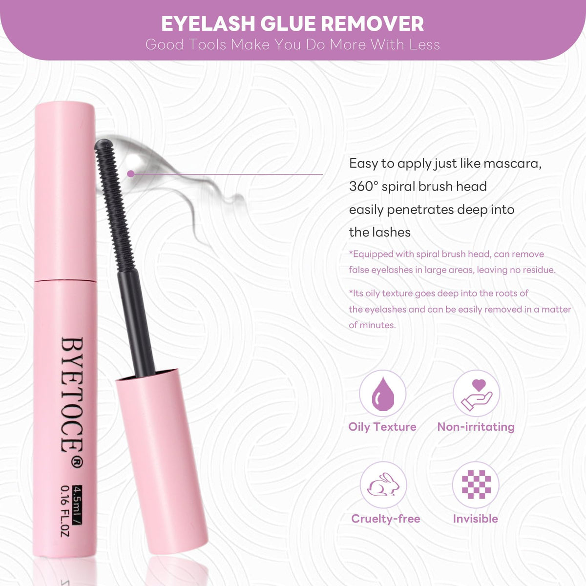 Dual ended lash bond and seal adhesive wand showing the individual mascara style brushes.