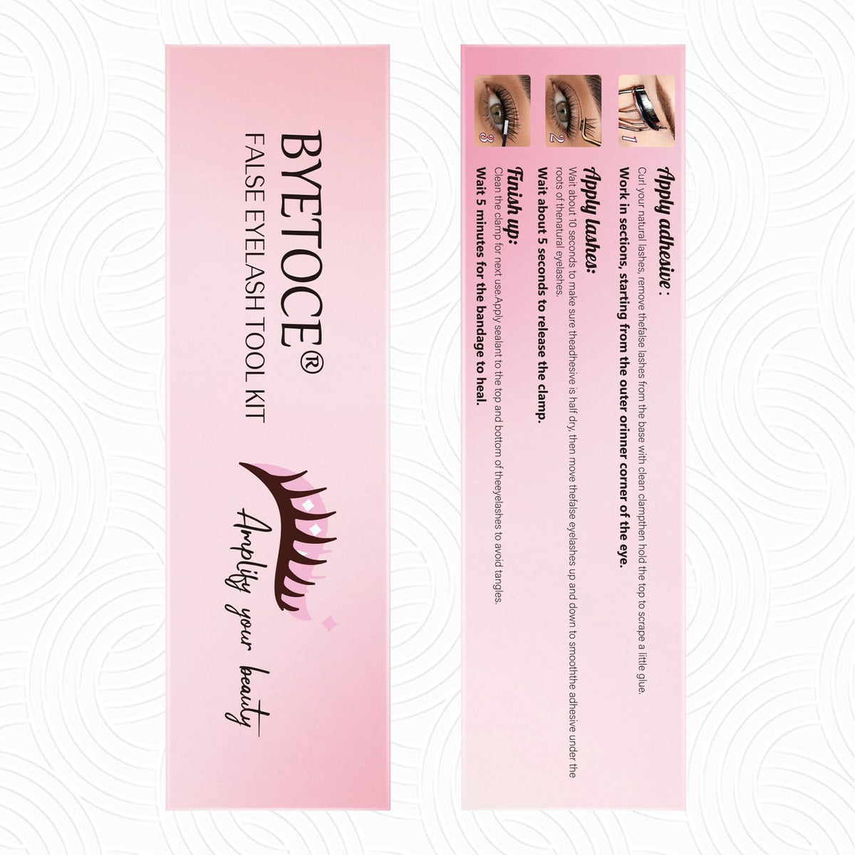 Portable lash extension brush combing through individual cluster lashes for a seamless look.