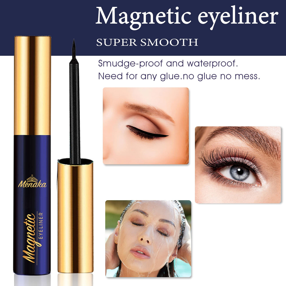 Menaka glue free reusable fake eyelashes micro magnet detail view