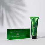 C.O. Bigelow premium shave cream 5.2 Ounce tube alongside a traditional shaving brush.