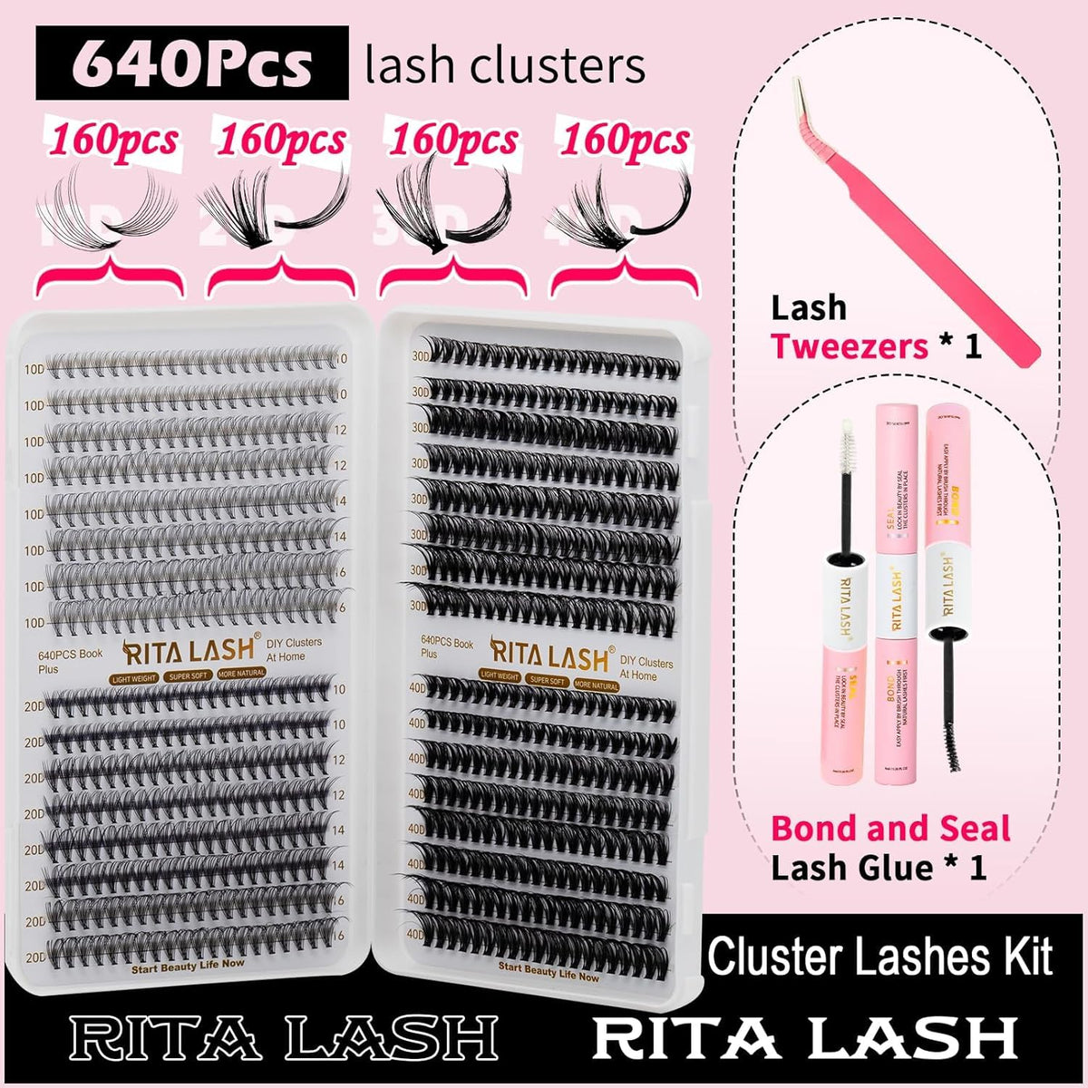 Ritalash 10D 20D 30D 40D lash cluster variety pack