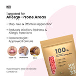 Wax Wax strip free waxing beads bag close up highlighting hypoallergenic formula