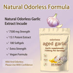 TANSPRESSO Primus odorless garlic supplement side label detailing organic heart and immune benefits