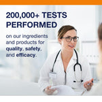 Close up of the non GMO and gluten free certifications on the Metagenics bottle label.