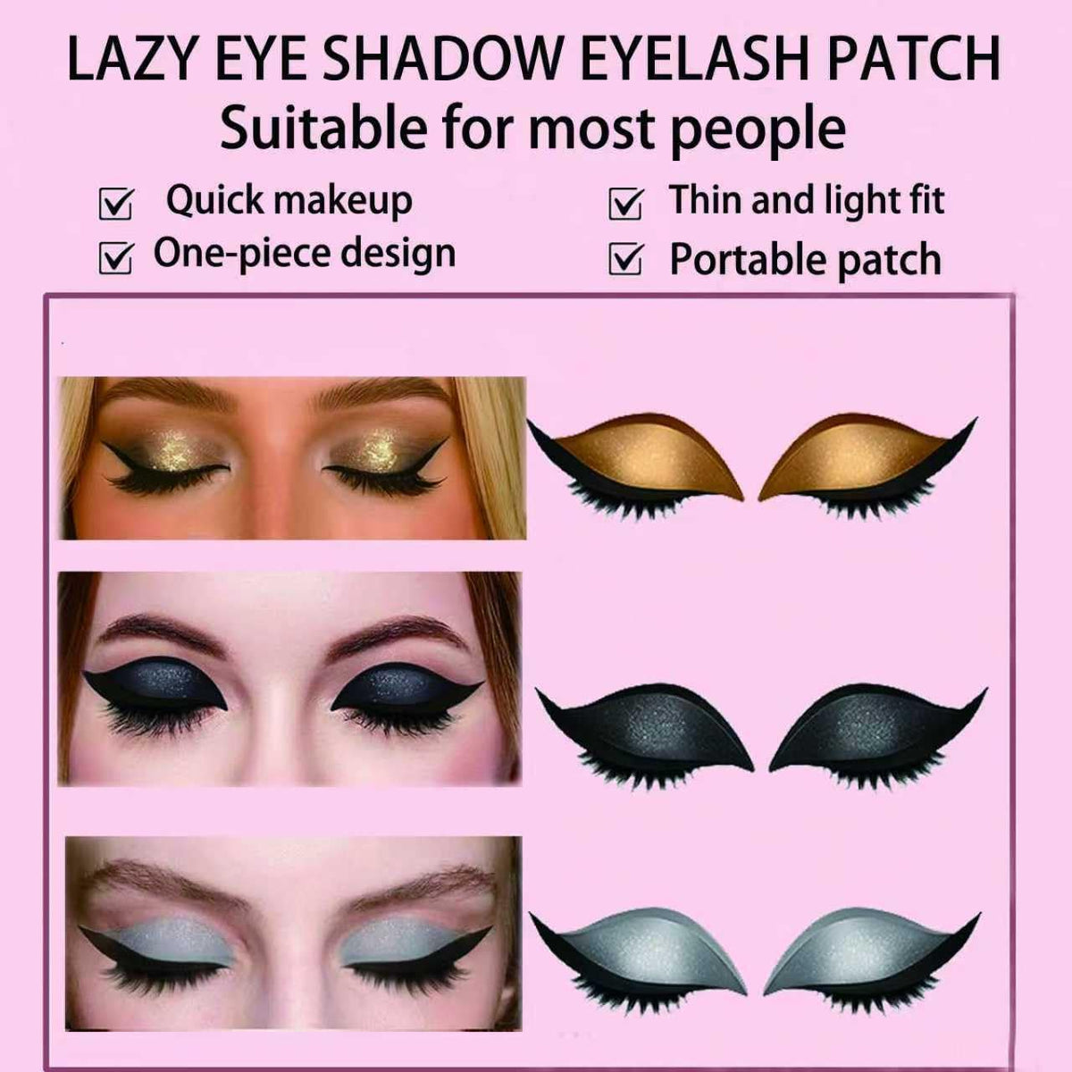 Professional eye makeup effect using sticky lash patches