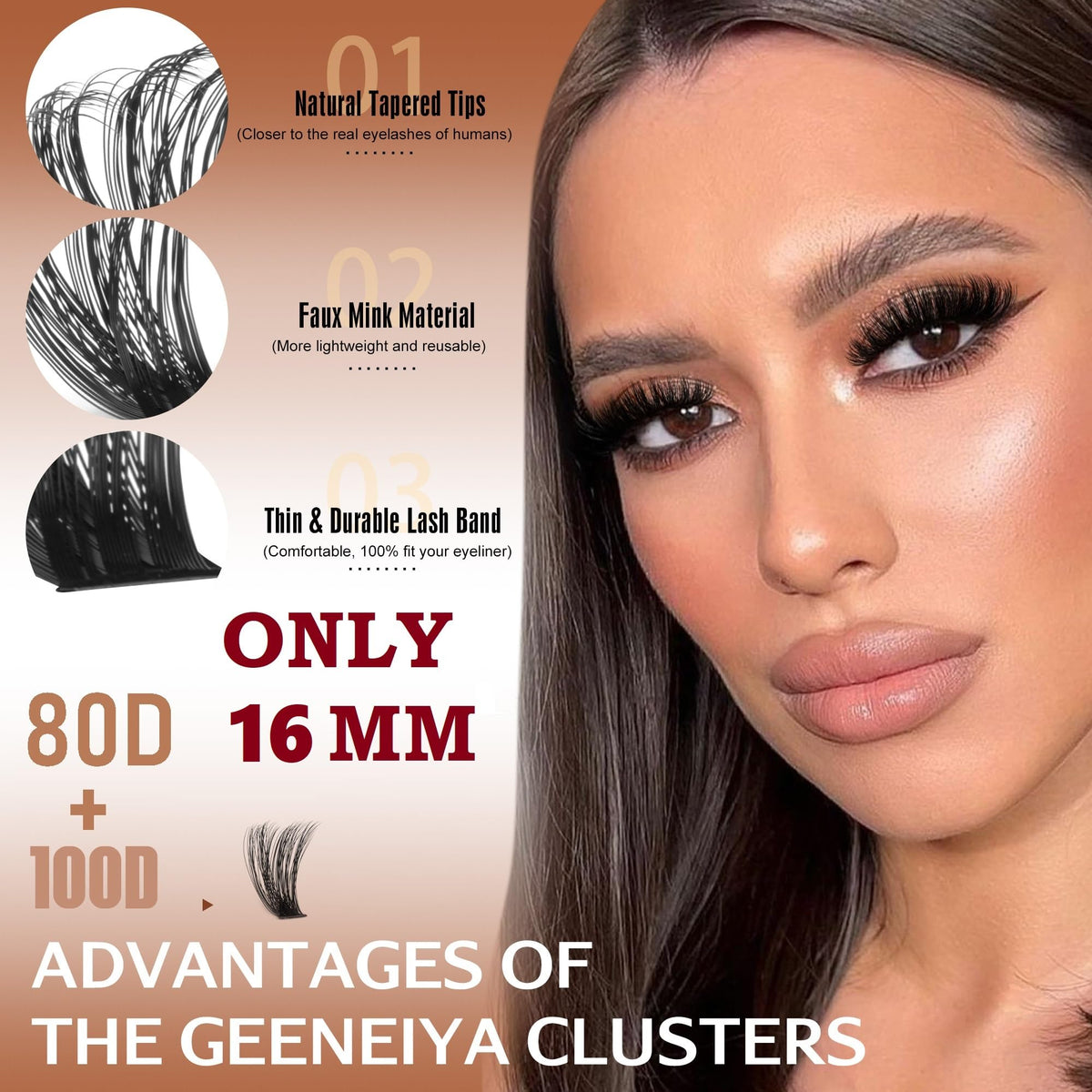 Geeneiya waterproof lash bond and seal dual ended applicator tube with micro brush tips.