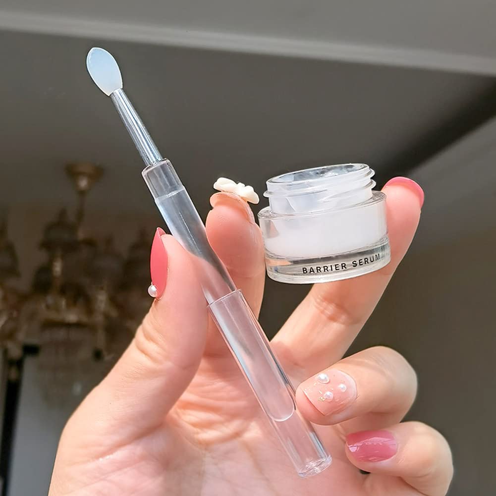 Multicolor silicone lip brush set with individual transparent caps
