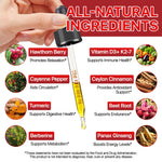 Maani Essence liquid cayenne extract supplement bottle showing nutrition facts