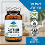 Side angle view of the ninety vegetarian capsule bottle of organic cayenne pepper powder