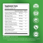Immortal Herbs berberine and moringa gut health supplement back label showing clear ingredient details.