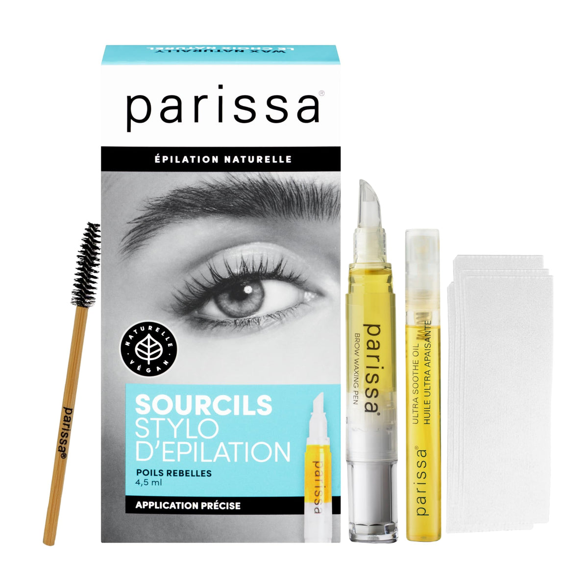 Parissa eyebrow waxing kit with precise twist up pen applicator