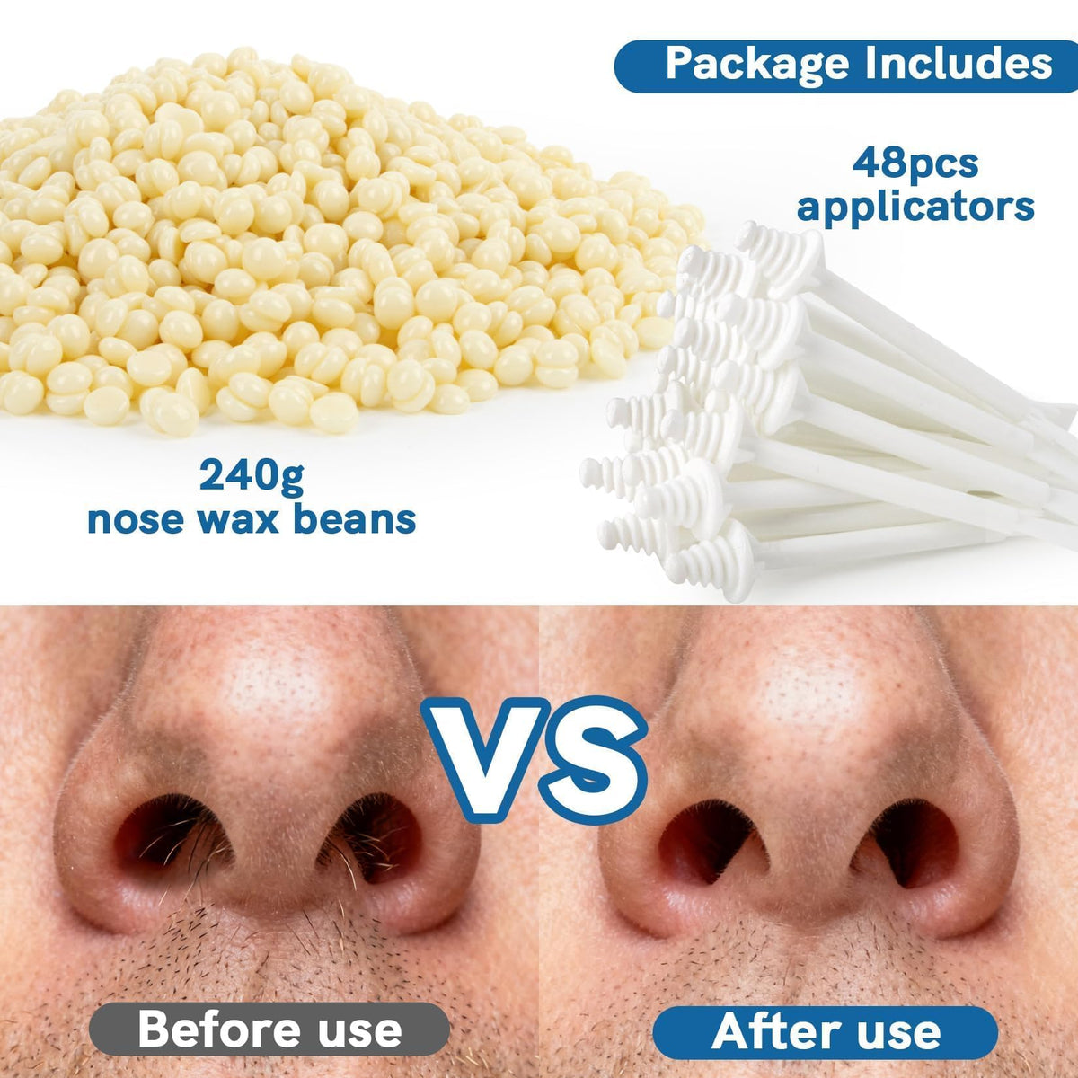 Close up view of natural white hard wax beads from the Lifestance grooming kit.
