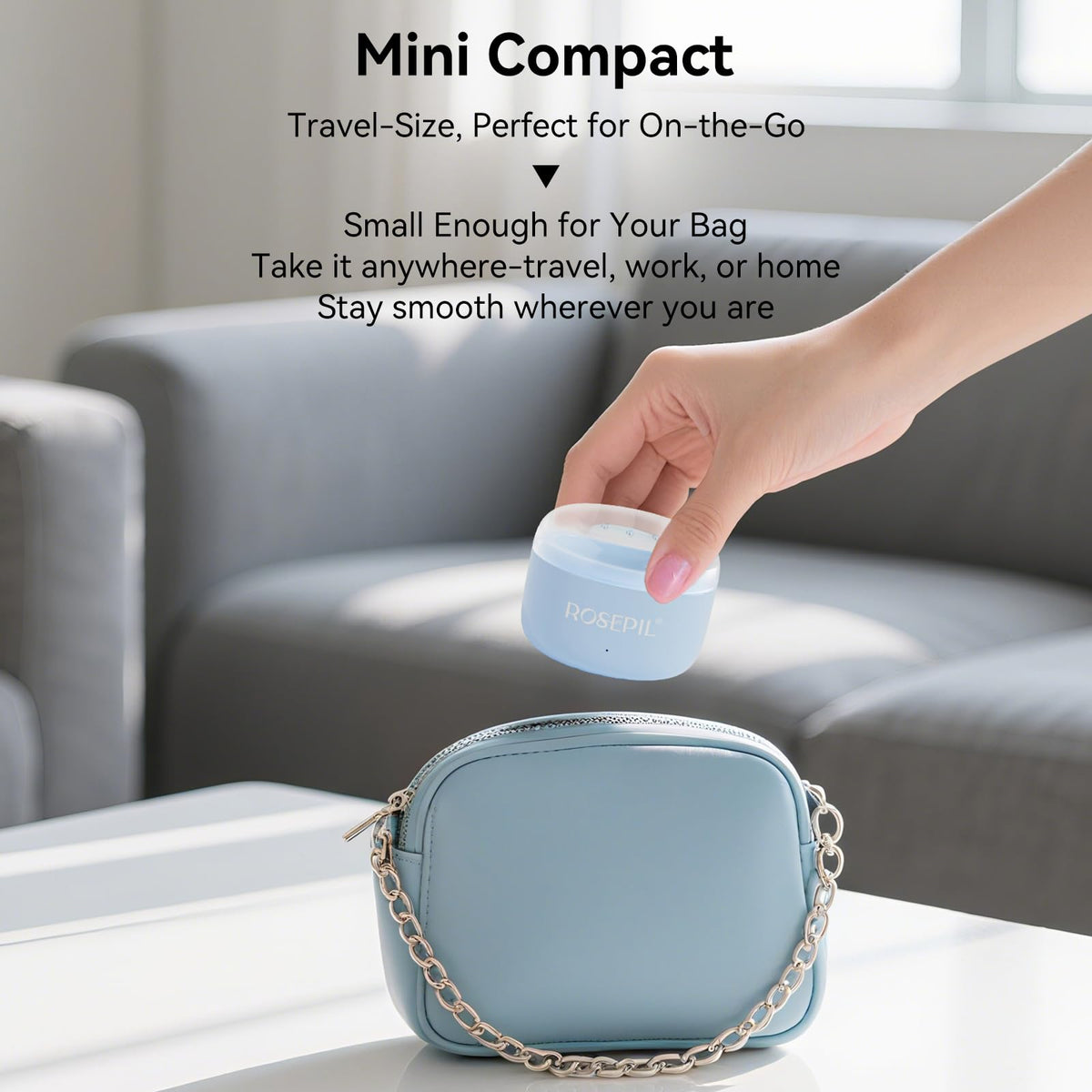 Rosepil compact travel friendly hair removal kit laid out with all included components