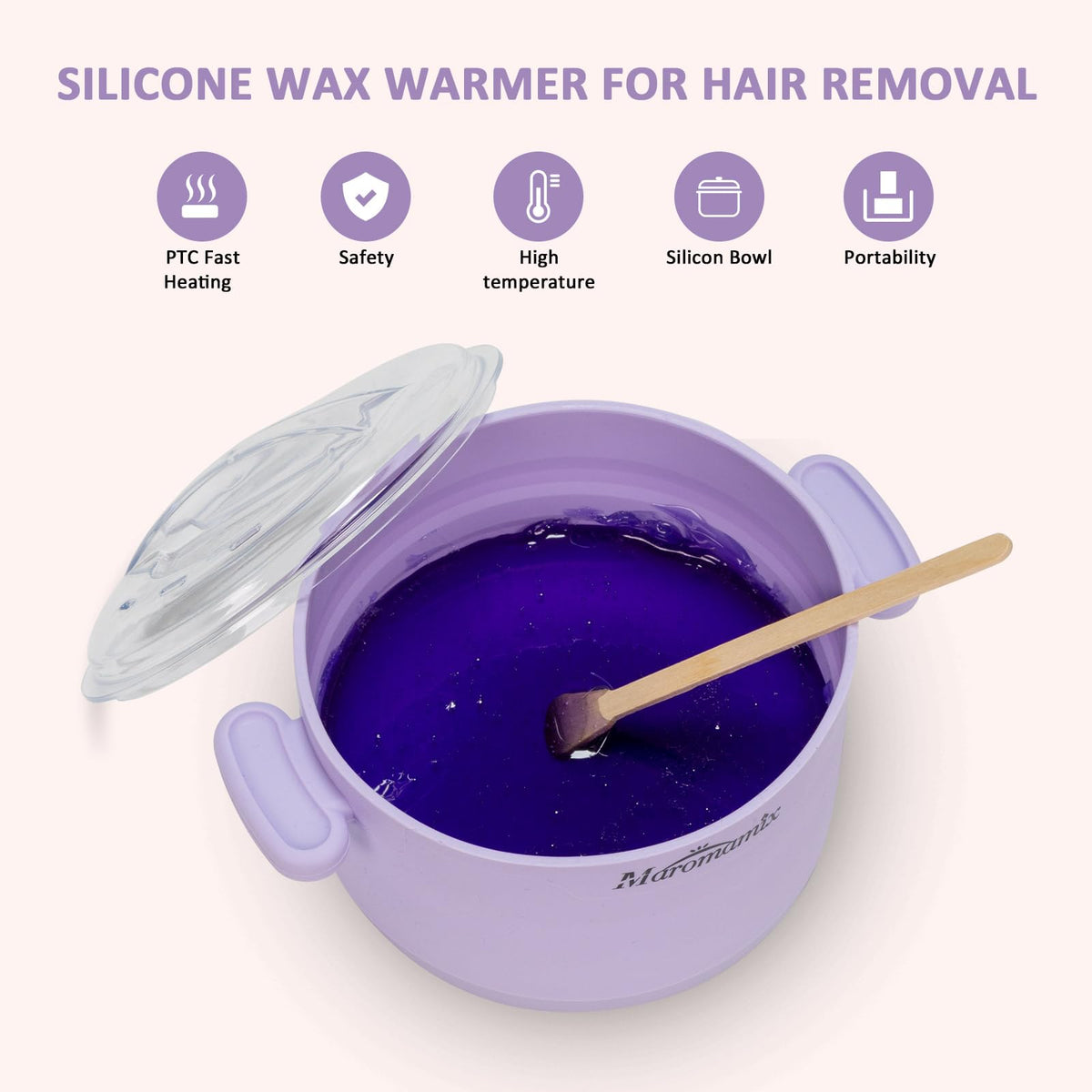 Collapsible electric wax machine with transparent lid and silicone handle for travel
