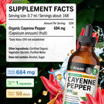 Supplement facts and clean ingredients label on the cayenne pepper tincture bottle.