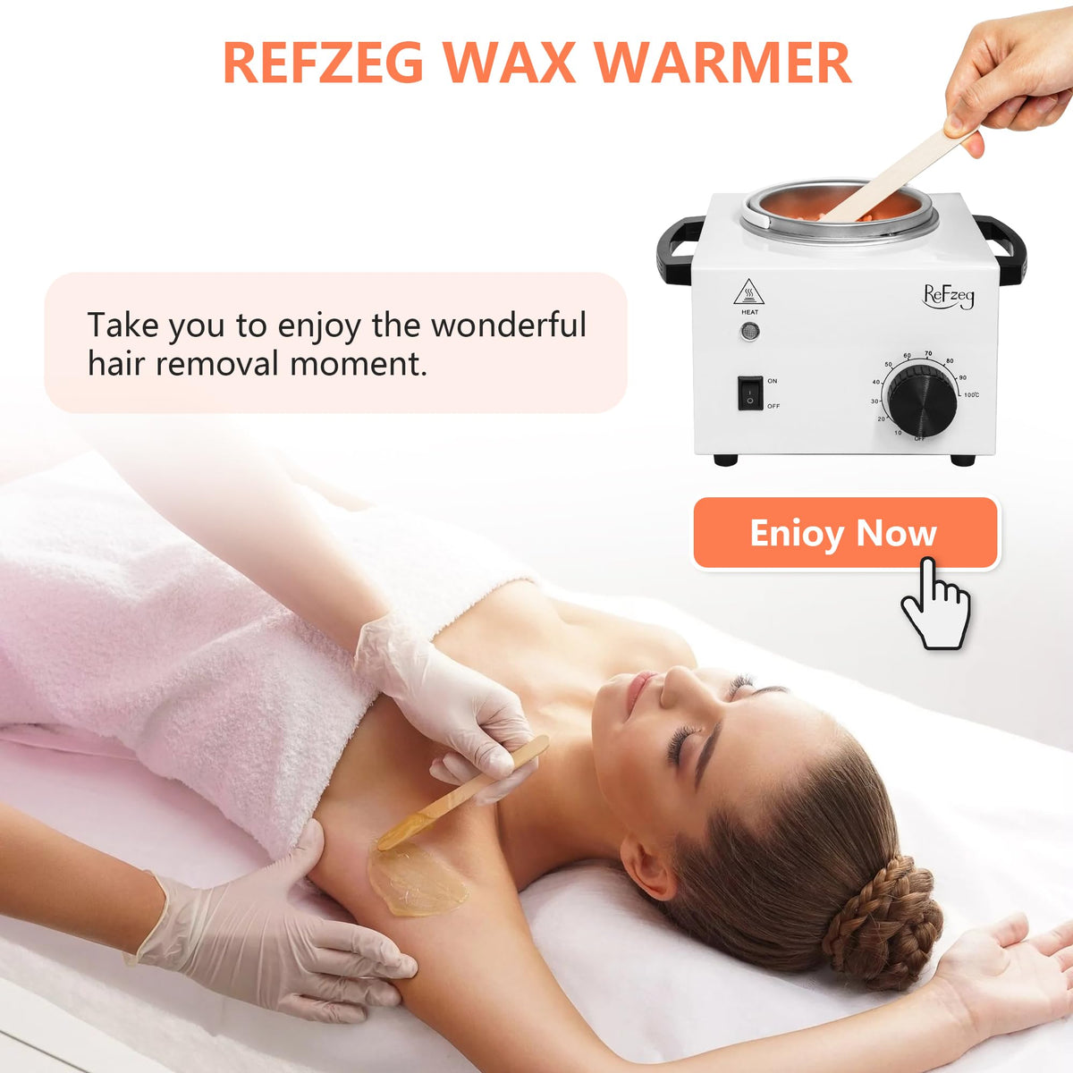 Professional waxing kit accessories featuring wooden spatulas and paper protective collars